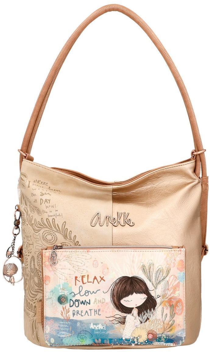 2. WAHL - Taschenrucksack Anekke Mediterranean Beige Glanzoptik Print Metallcharme Hobo