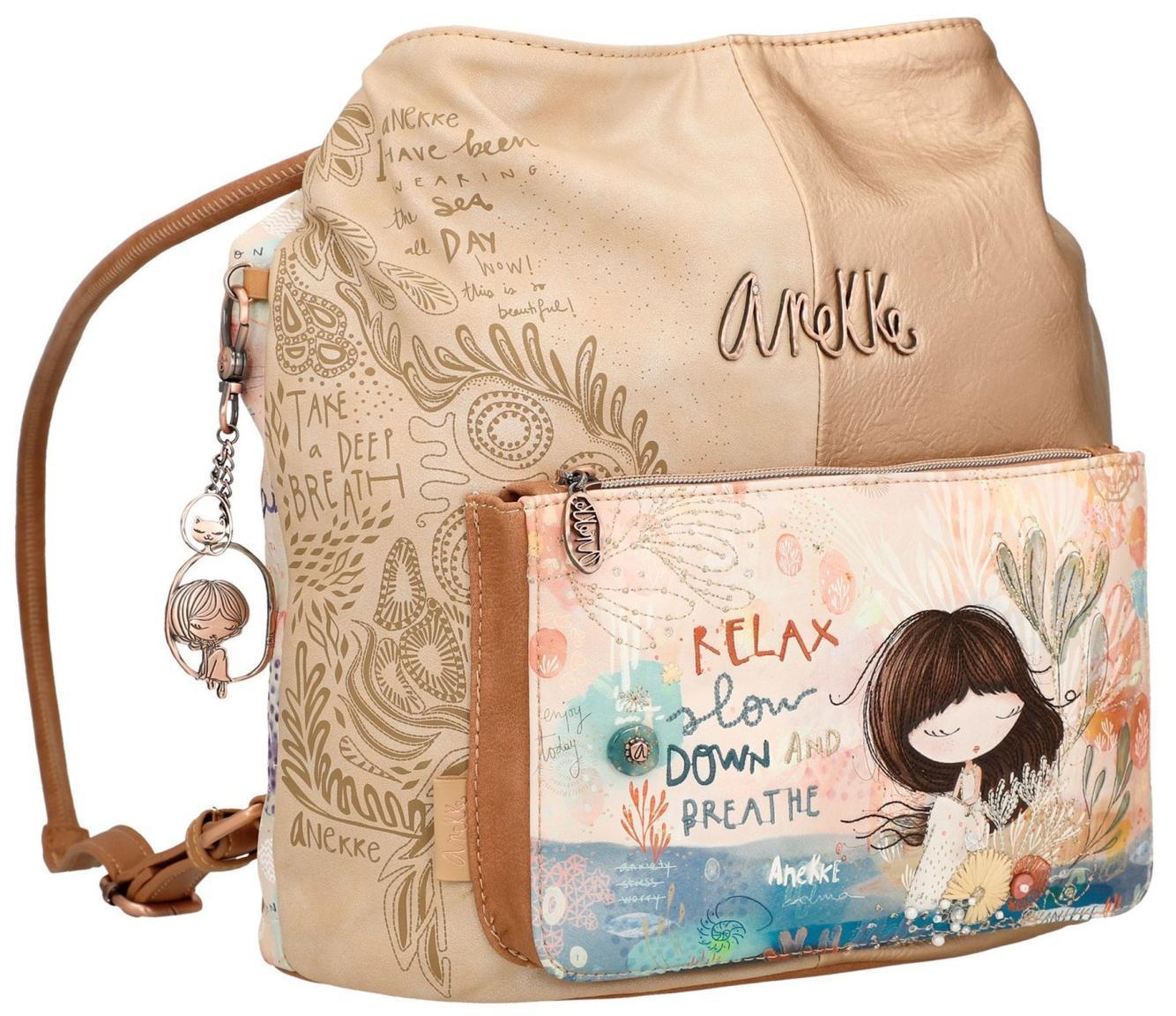 2. WAHL - Taschenrucksack Anekke Mediterranean Beige Glanzoptik Print Metallcharme Hobo