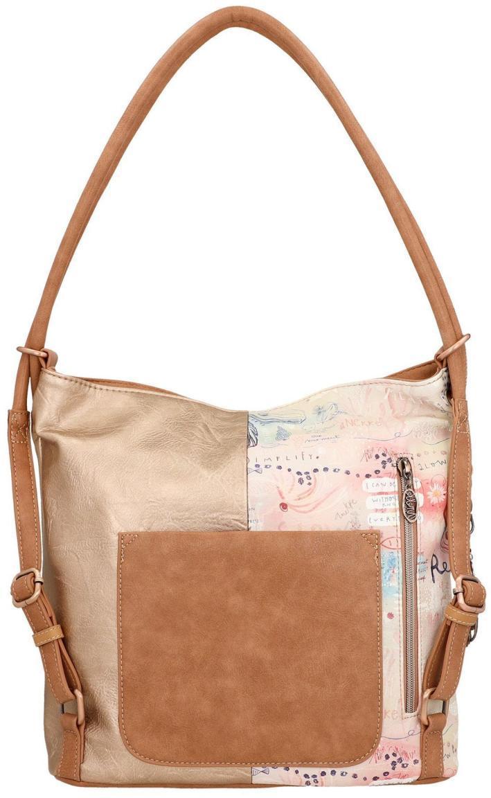2. WAHL - Taschenrucksack Anekke Mediterranean Beige Glanzoptik Print Metallcharme Hobo