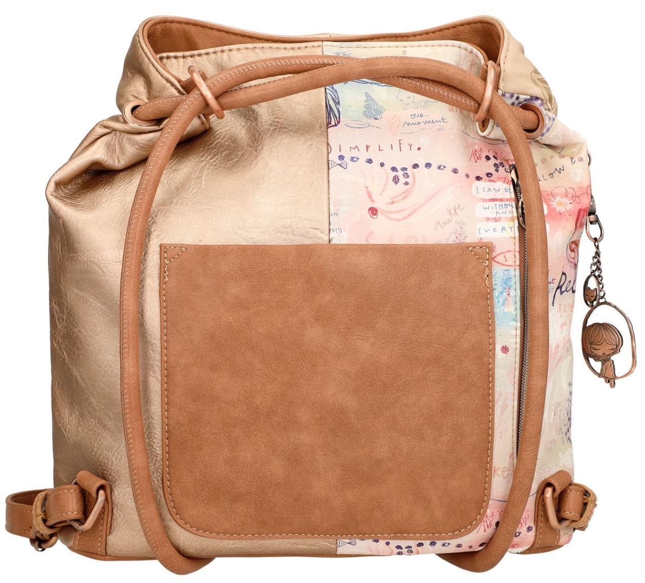 2. WAHL - Taschenrucksack Anekke Mediterranean Beige Glanzoptik Print Metallcharme Hobo