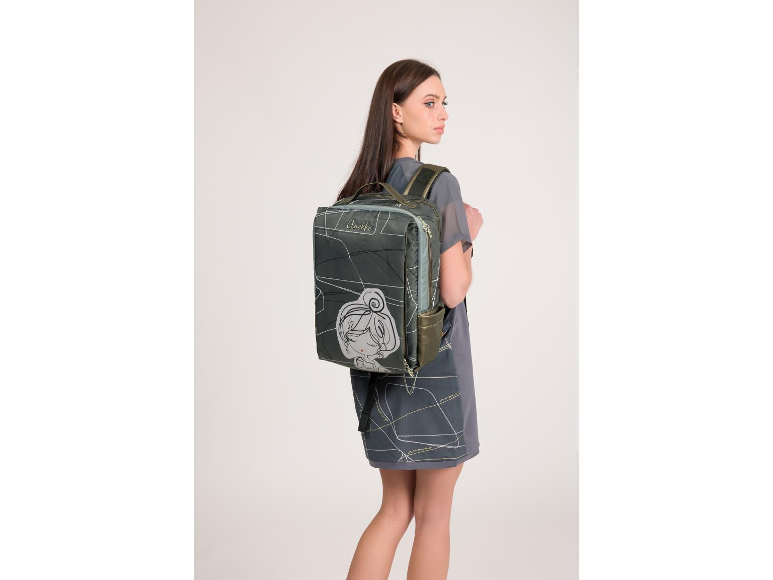 2.Wahl Anekke Tagesrucksack mit Laptopfach Sophia Auralis Olivgrün Nylon