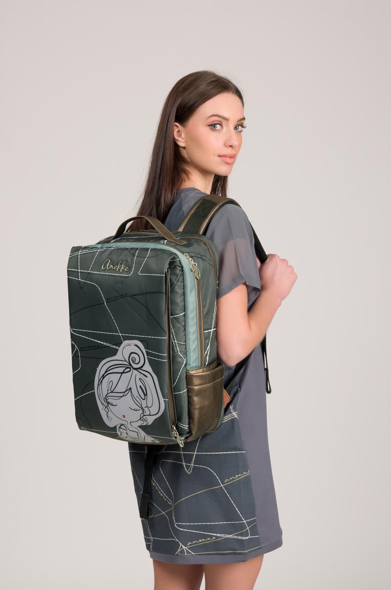 2.Wahl Anekke Tagesrucksack mit Laptopfach Sophia Auralis Olivgrün Nylon