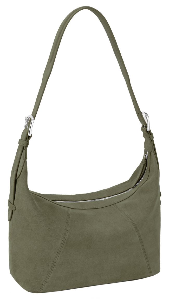 Alyssa Icon Cozy Knautschtasche Veloursleder Les Visionnaires olivgrün