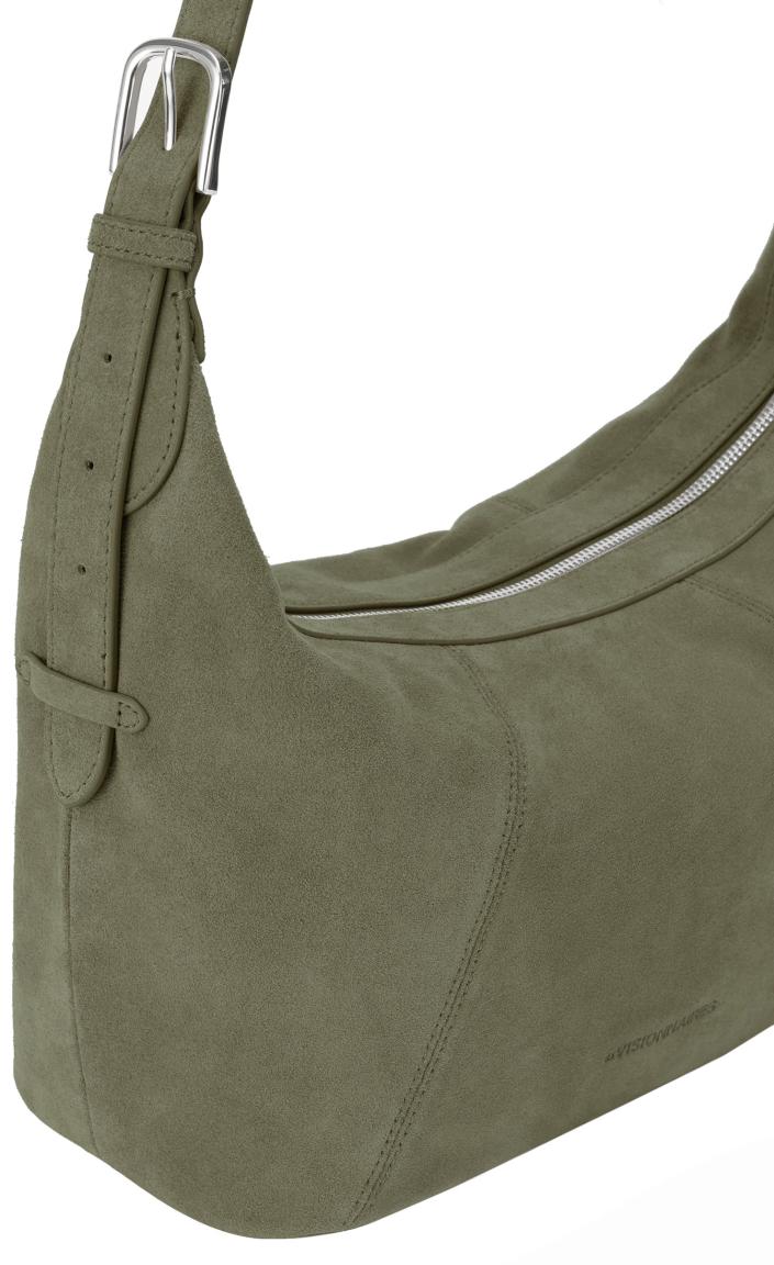 Alyssa Icon Cozy Knautschtasche Veloursleder Les Visionnaires olivgrün