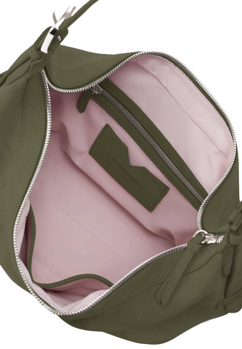 Alyssa Icon Cozy Knautschtasche Veloursleder Les Visionnaires olivgrün