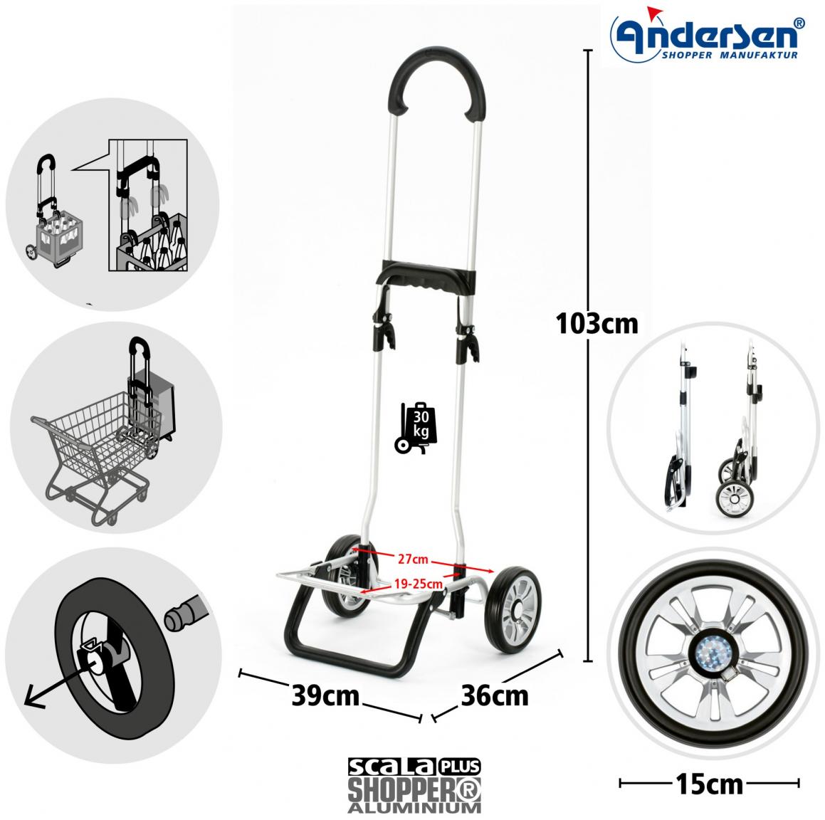 Andersen Einkaufsroller Scala Shopper Plus Eske Rot Aluminium