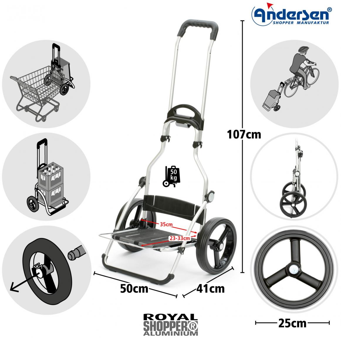 Andersen Einkaufstrolley Royal Shopper mit Isoliertasche Ipek Mi Schwarz