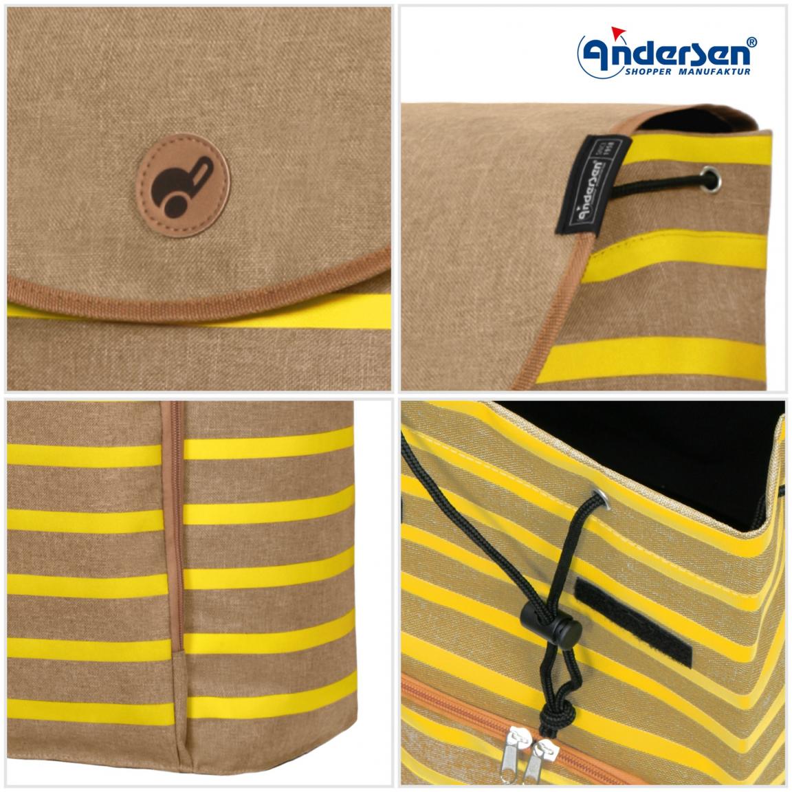 Andersen Einkaufswagen Scala Shopper Plus mit Tasche Eske gelb gestreift