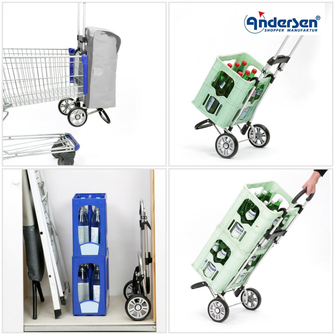 Andersen Scala Shopper Plus Aluminium Hente Schwarz kariert Einkaufsroller