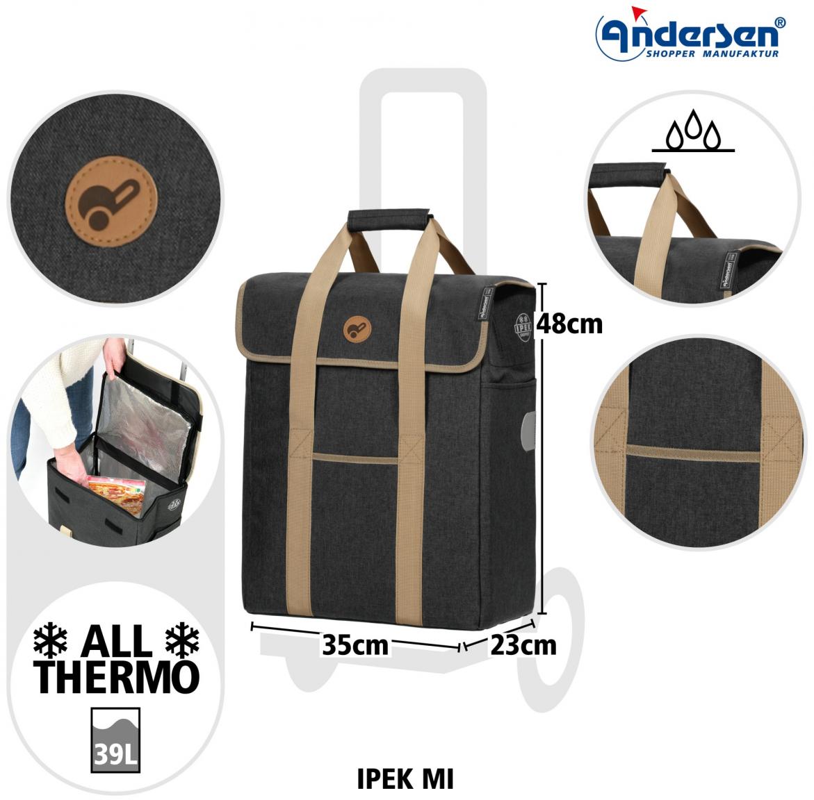 Andersen Shopper Kühltasche Ipek Mi schwarz für Einkaufstrolley