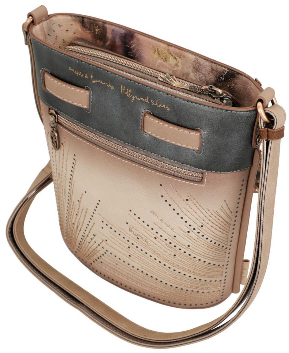 Anekke Beuteltasche Hollywood Sterne Glitzersteine beige metallic