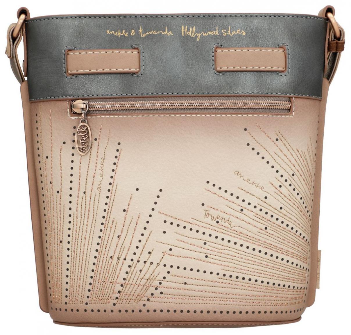 Anekke Beuteltasche Hollywood Sterne Glitzersteine beige metallic