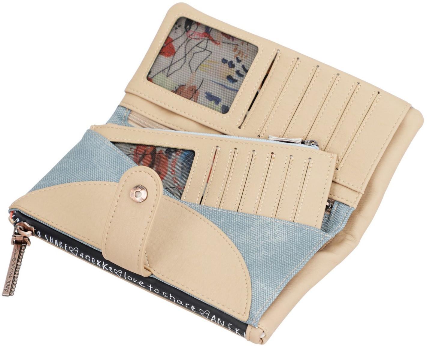 Anekke Damenbrieftasche Nature Power Beige Blau DJ Katze