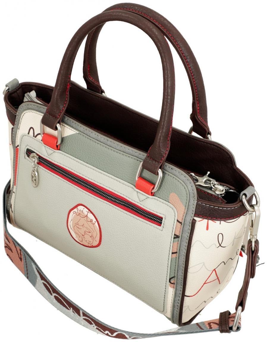 Anekke Henkeltasche bestickt beige bunt Alma Ole Spanien