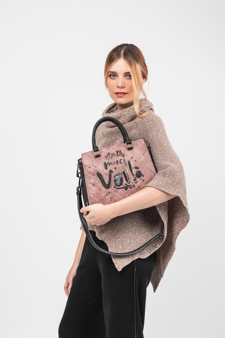 Anekke Kurzgrifftasche Mademoiselle Parisian Altrosa abgesteppt