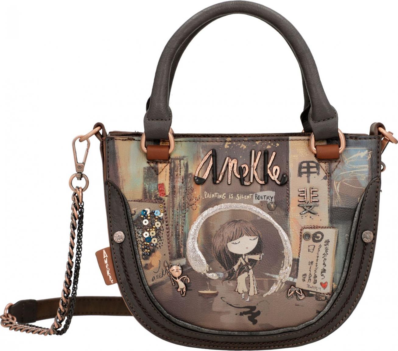 Anekke Kurzgrifftasche Shoen braun Japan Künstlerin Glitzer