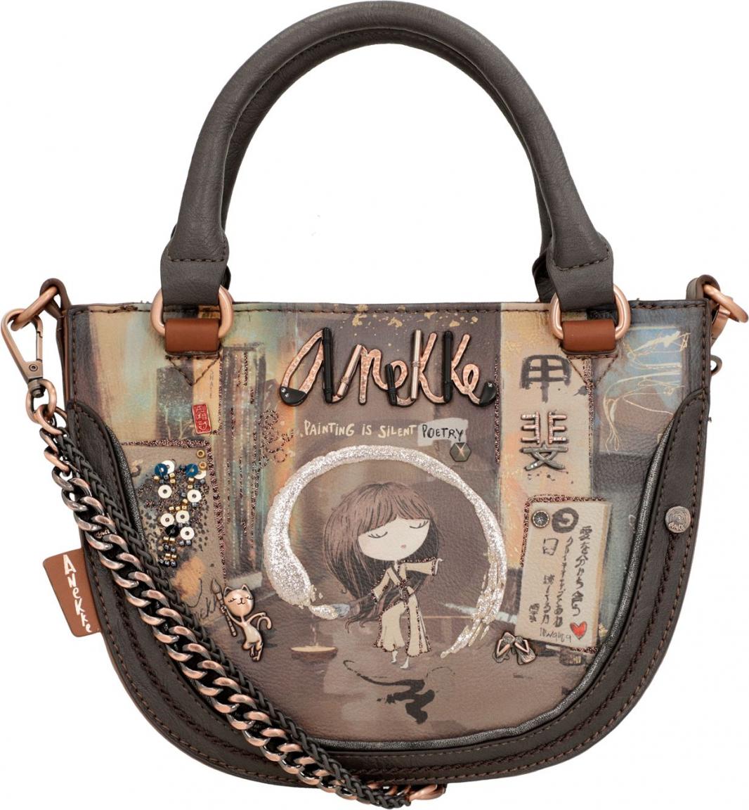 Anekke Kurzgrifftasche Shoen braun Japan Künstlerin Glitzer