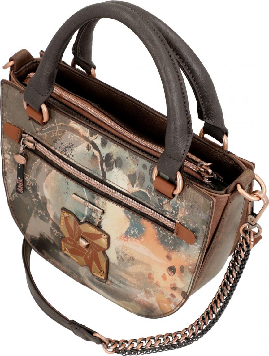 Anekke Kurzgrifftasche Shoen braun Japan Künstlerin Glitzer