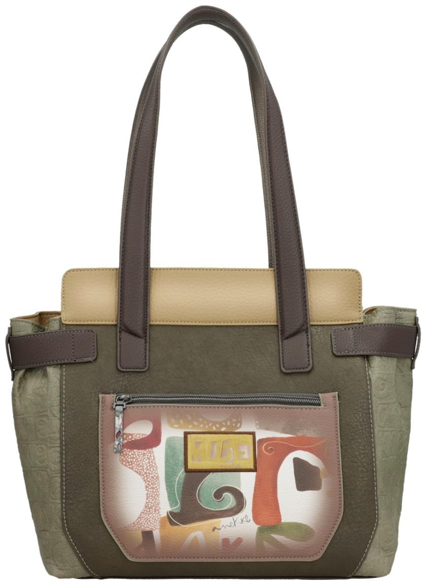 Anekke MUSE Henkeltasche mit Print Olivgrün Bunt
