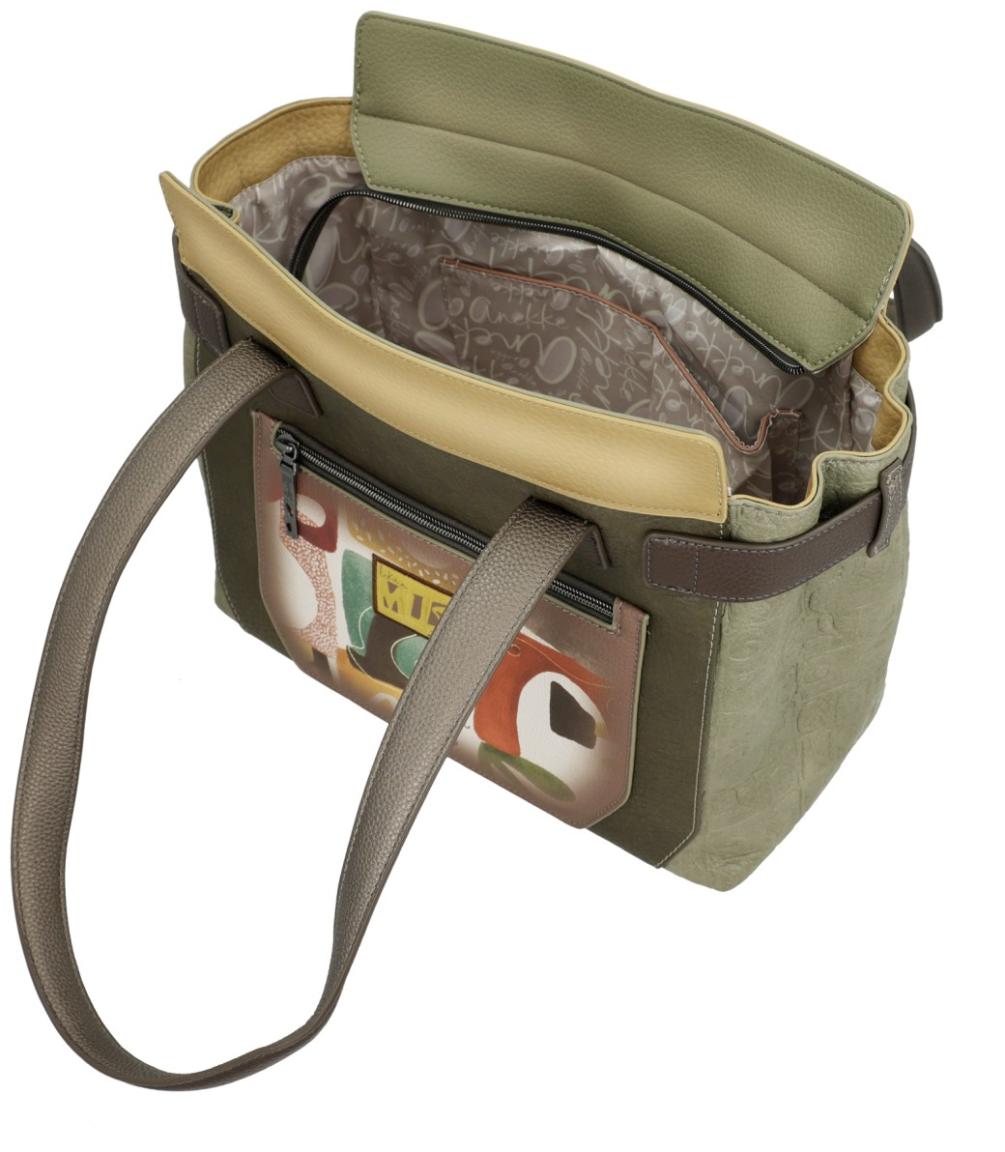 Anekke MUSE Henkeltasche mit Print Olivgrün Bunt