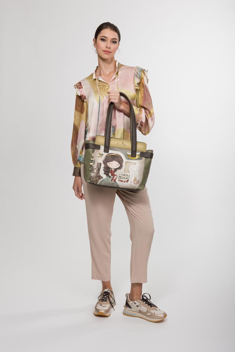 Anekke MUSE Henkeltasche mit Print Olivgrün Bunt