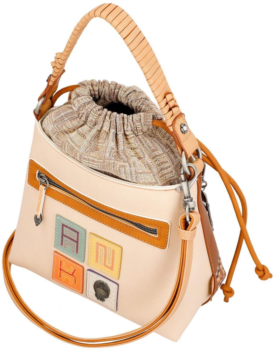 Anekke Menire Bucket Bag Magic Souls braun Stickerei Glitzer Zugband
