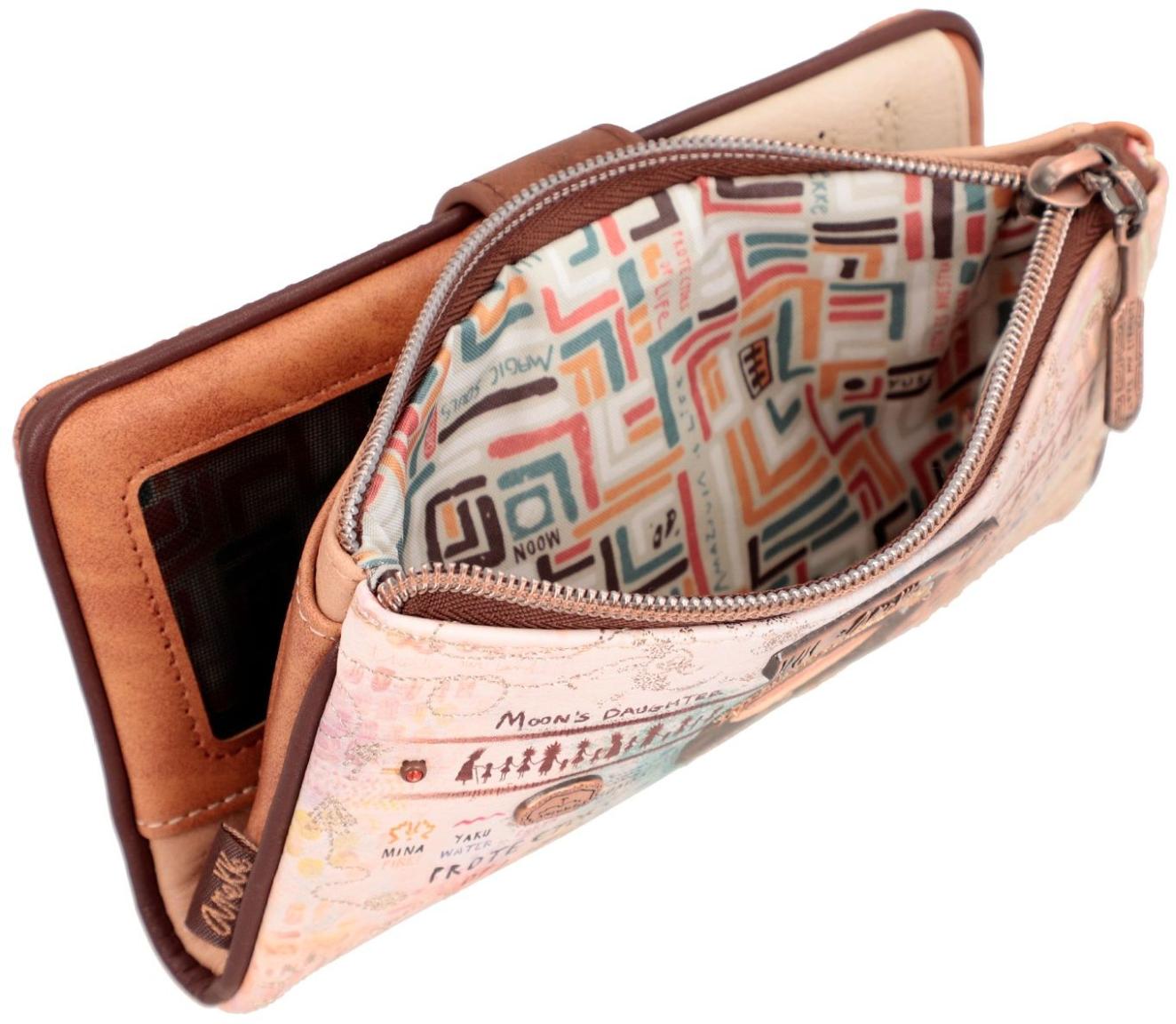 Anekke Menire Damen Brieftasche mit Riegel Bunt Beige