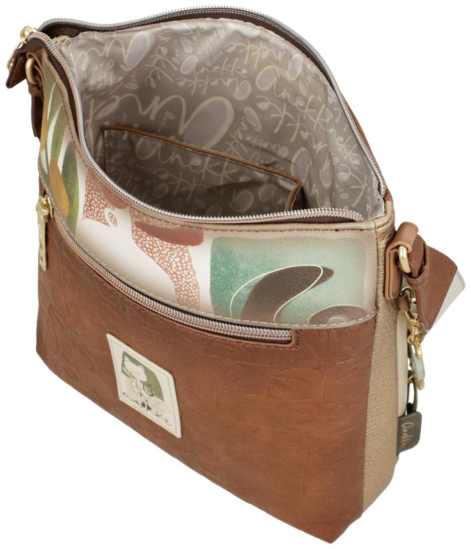 Anekke Muse Beuteltasche Print braun beige bestickt
