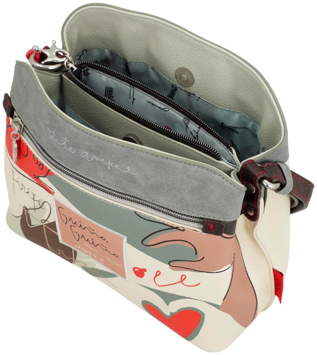 Anekke Schultertasche Alma Ole Miro Kunst Händeprint Hell