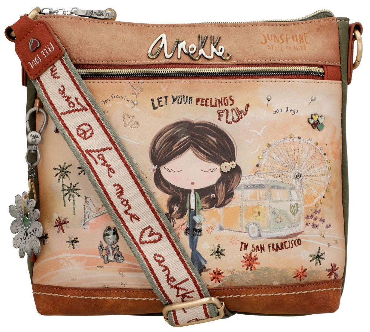 Anekke Schultertasche Peace and Love Beige