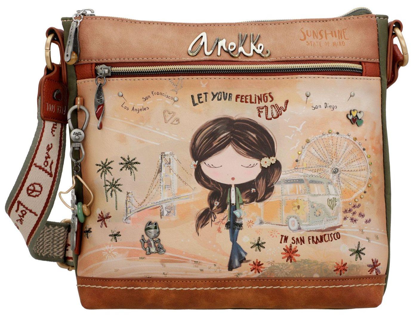 Anekke Schultertasche Peace and Love Beige
