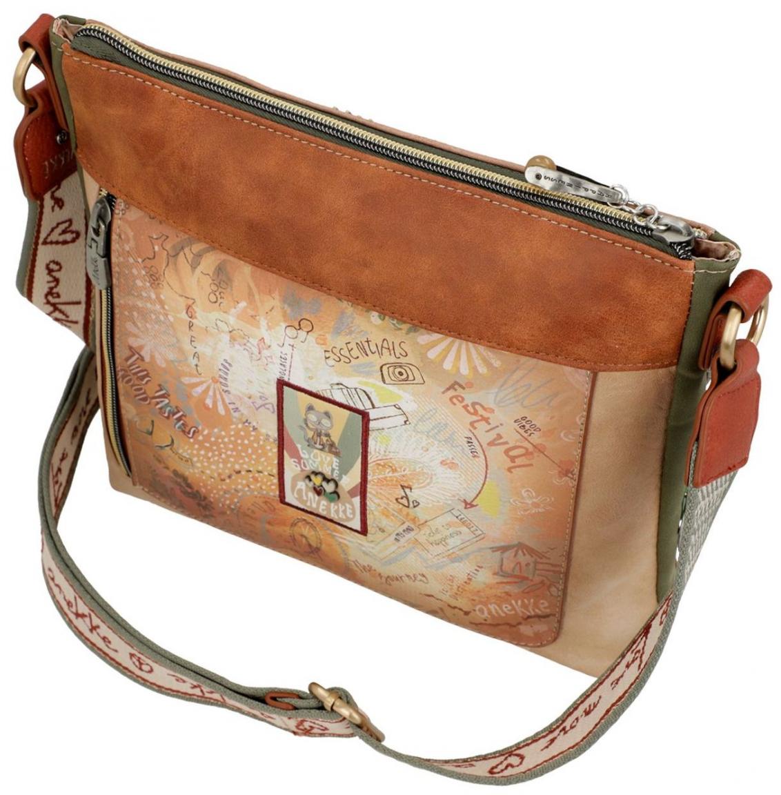 Anekke Schultertasche Peace and Love Beige