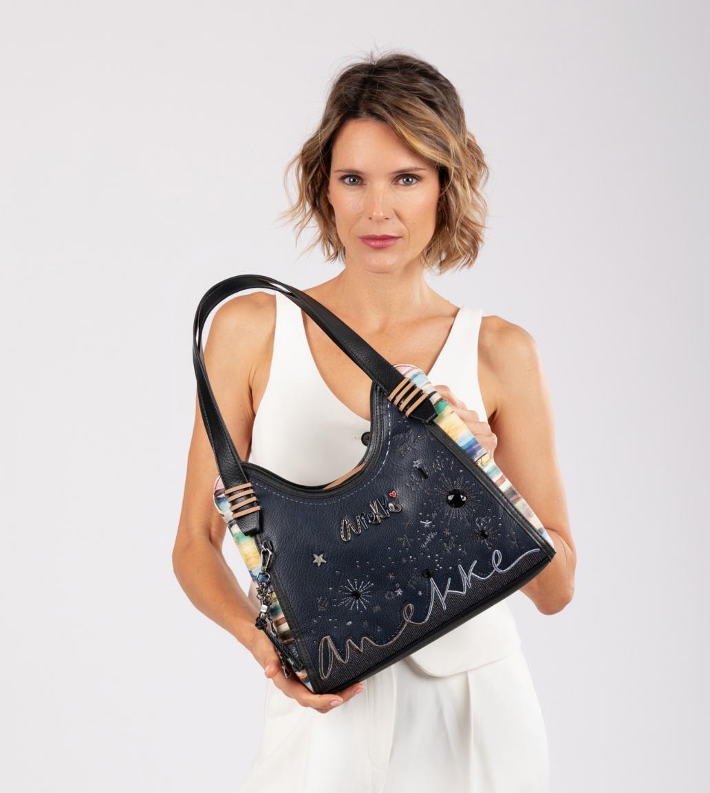 Anekke Schultertasche dunkelblau Hollywood bestickt