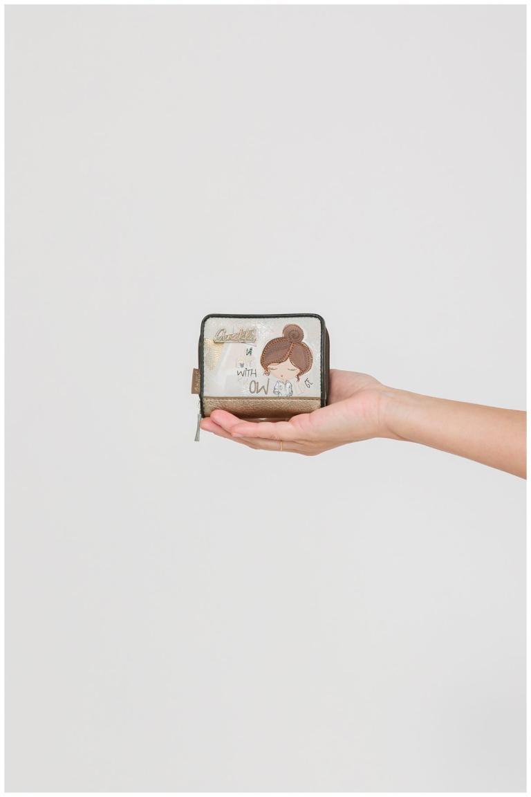 Anekke Wallet klein Sophia klappbar RFID beige Comicprint