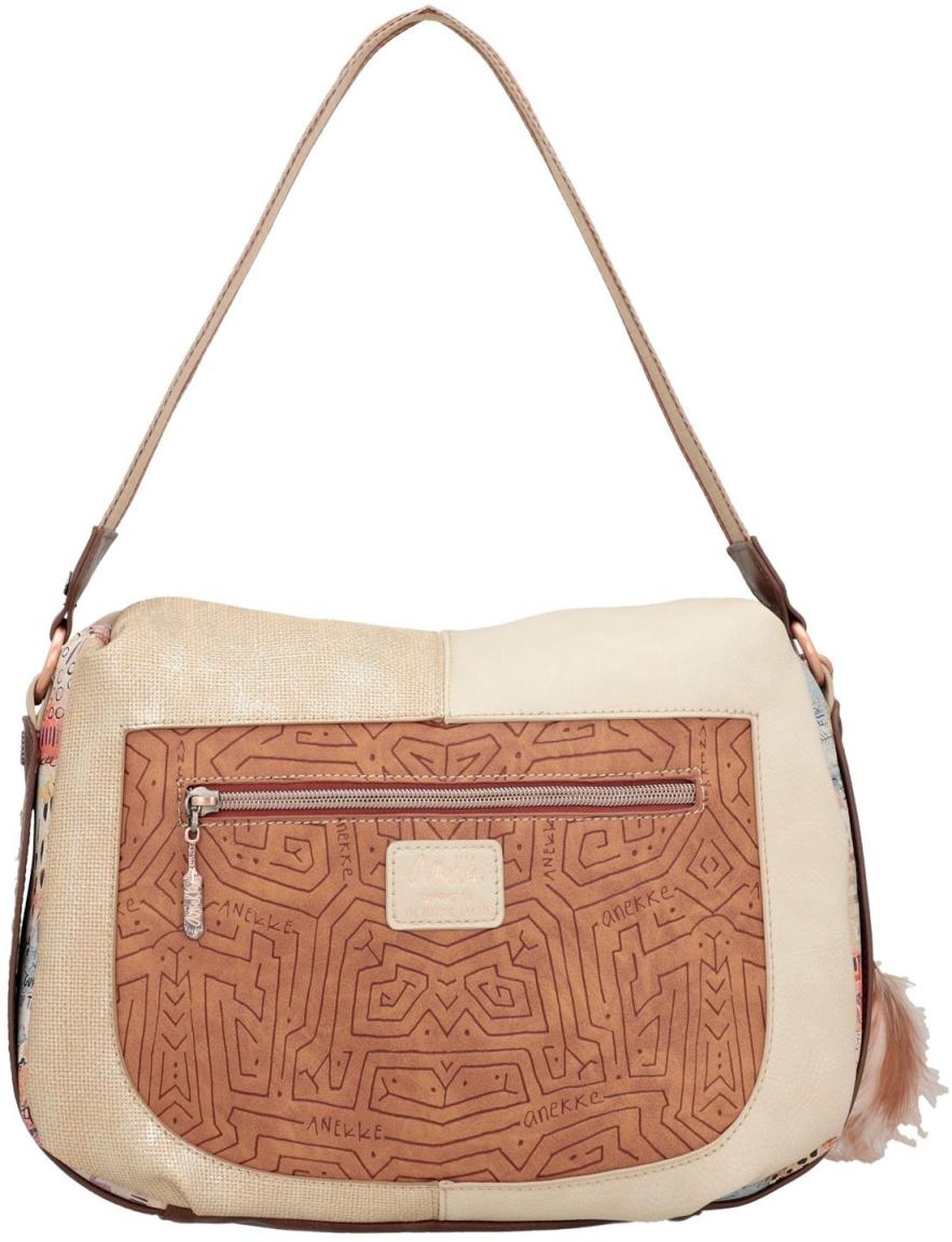 Anekke beige Handtasche Federn indigen Menire Tribe