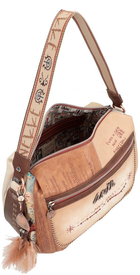 Anekke beige Handtasche Federn indigen Menire Tribe