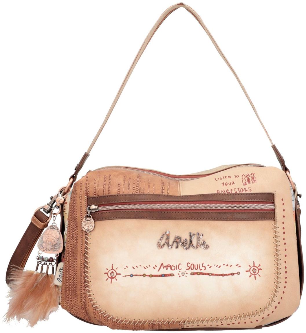 Anekke beige Handtasche Federn indigen Menire Tribe