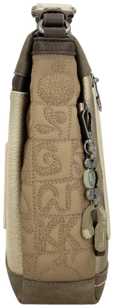 Anekke schmale Handtasche taupe Prägung beige Muse Amphora bestickt