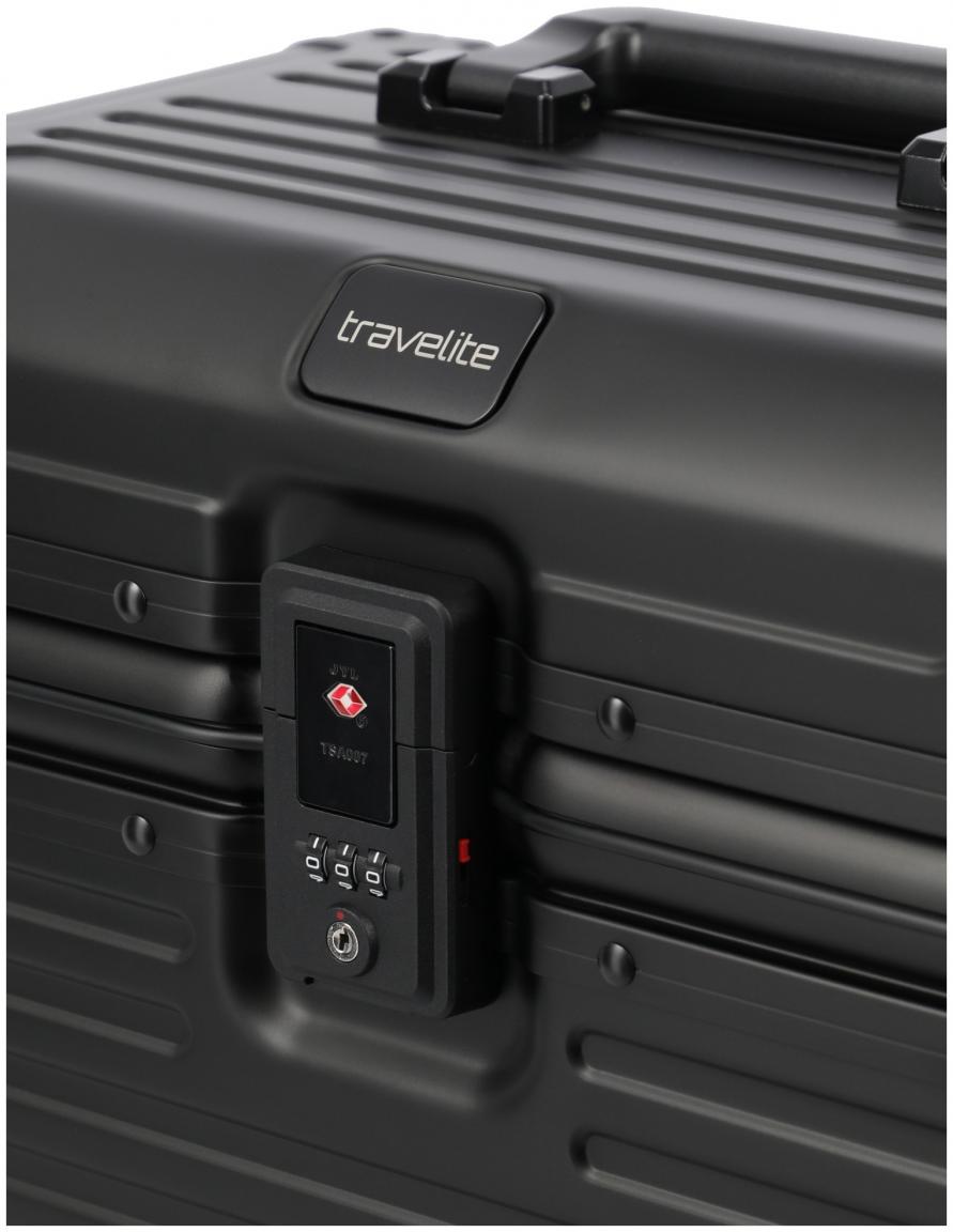 Beautycase schwarz Travelite Next Aluminium mit TSA-Schloss