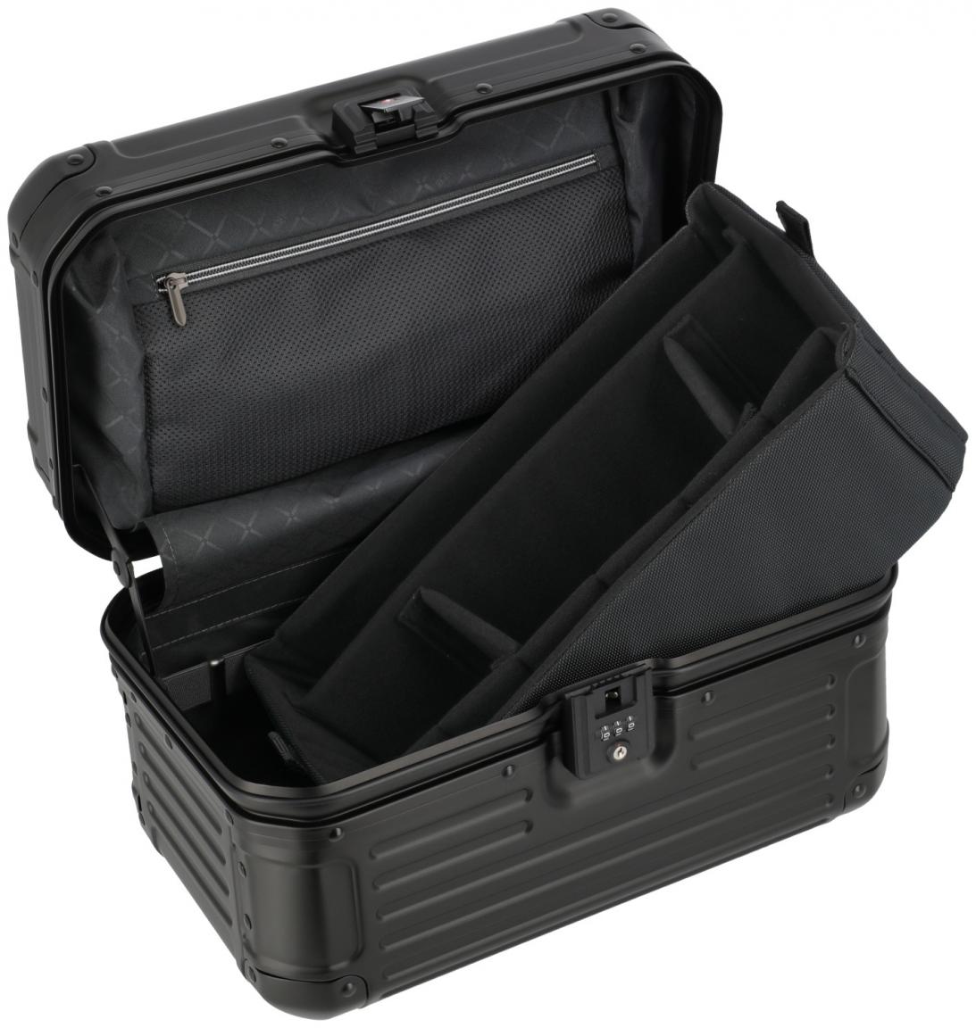 Beautycase schwarz Travelite Next Aluminium mit TSA-Schloss