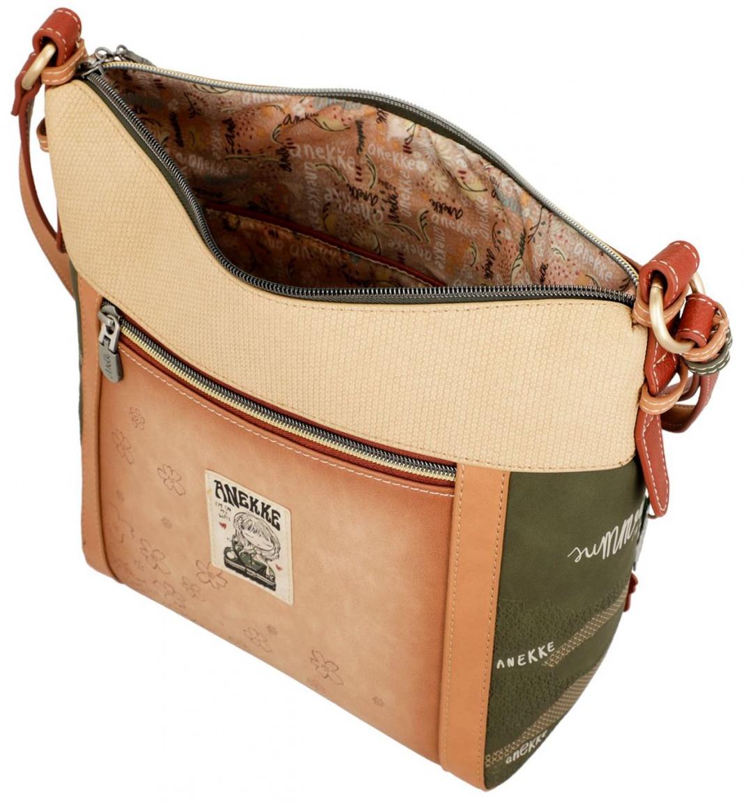 Beuteltasche Hippie Anekke Peace & Love Flowers Nieten beige braun