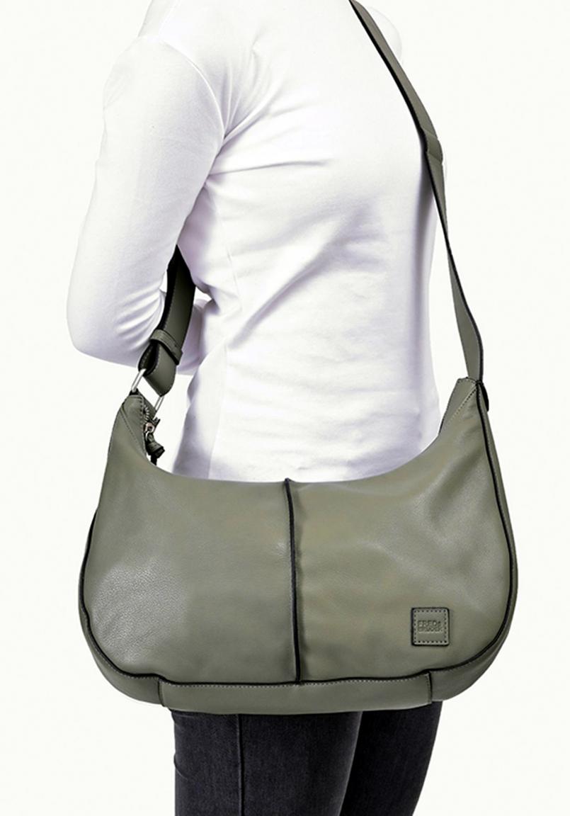Beuteltasche Leder Ginsberg Small FREDsBRUDER Sage Military
