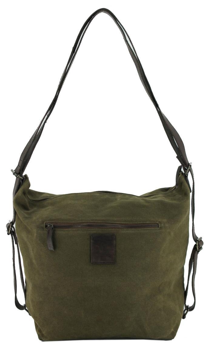 Beuteltaschen Rucksack Harbour2nd CV Brook Mustard Canvas Retro Lederdetails Print