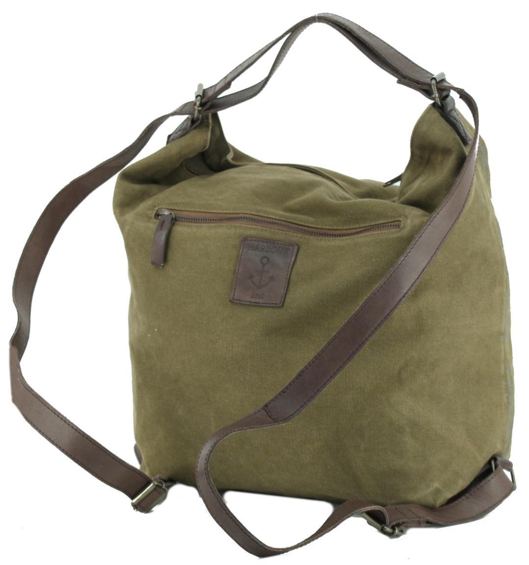 Beuteltaschen Rucksack Harbour2nd CV Brook Mustard Canvas Retro Lederdetails Print
