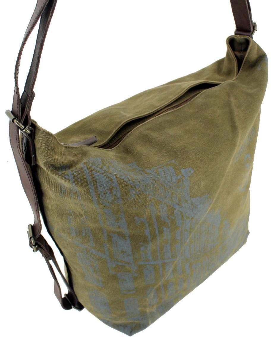 Beuteltaschen Rucksack Harbour2nd CV Brook Mustard Canvas Retro Lederdetails Print