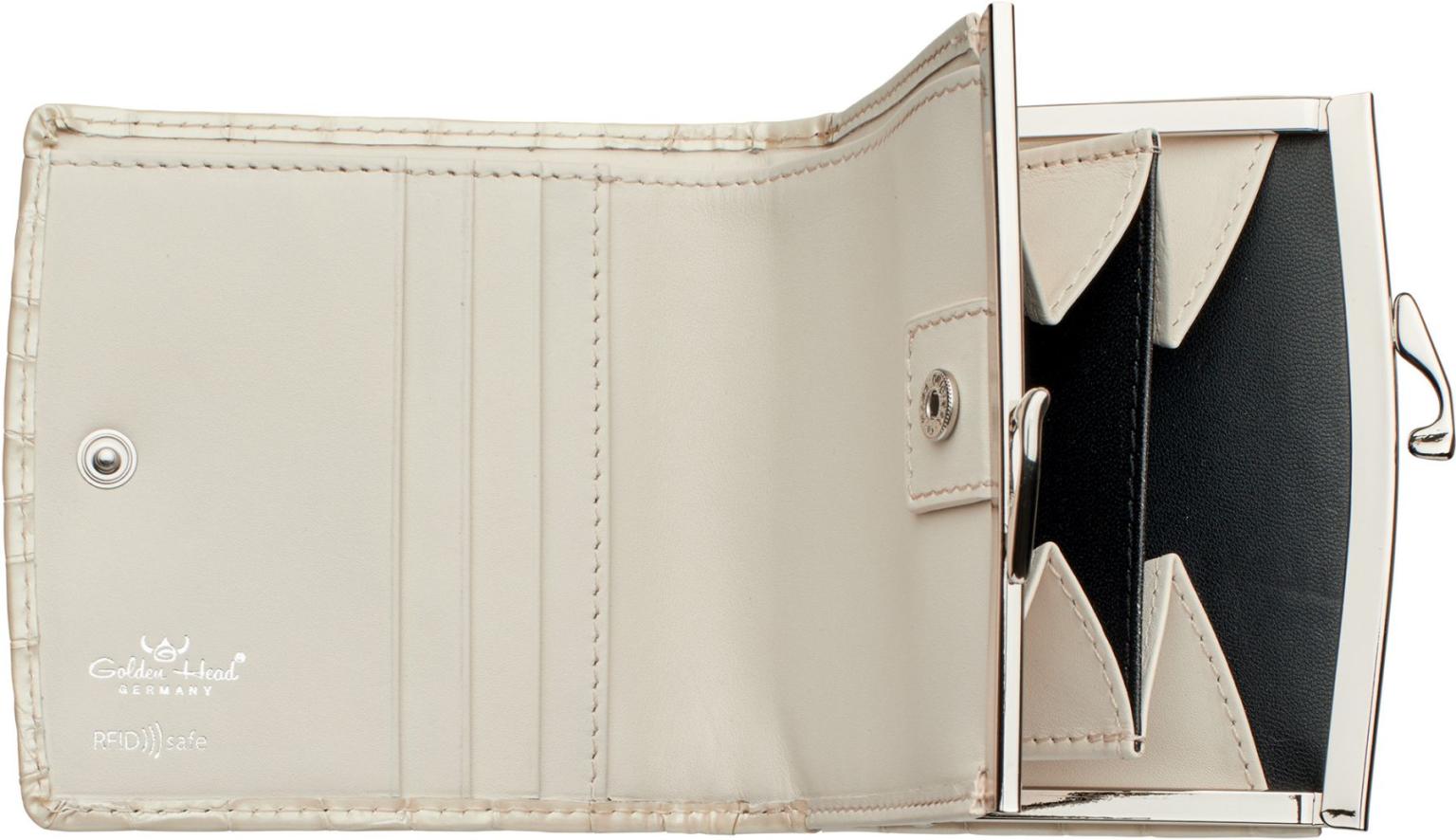 Börse Cayenne Golden Head Lackleder Creme Krokostyle