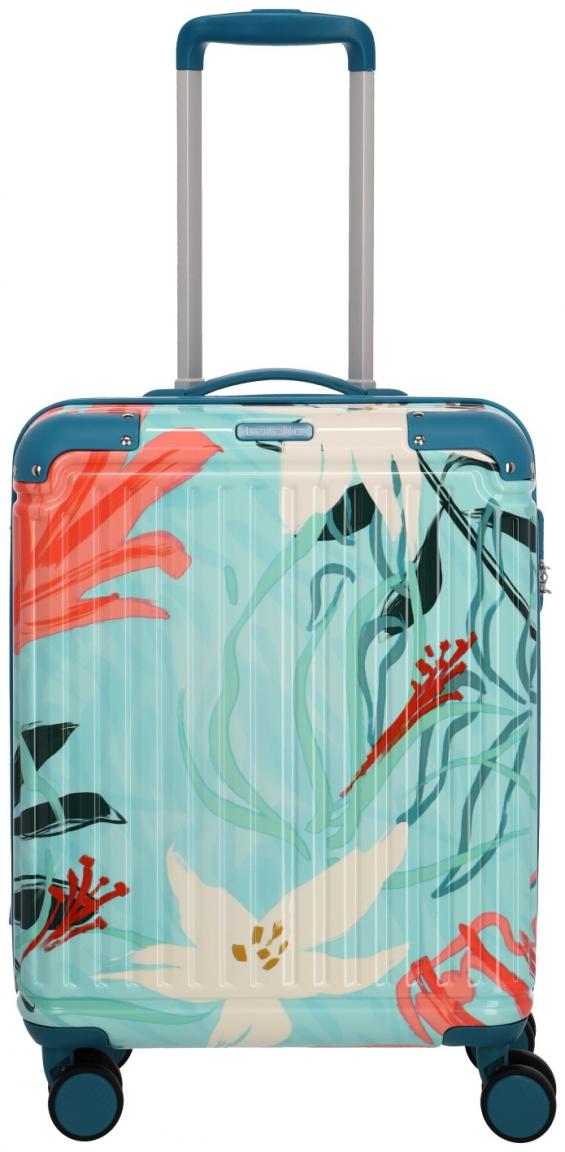Bordkoffer mit Blumenprint türkis rosa 4w Trolley S 55cm Travelite Cruise