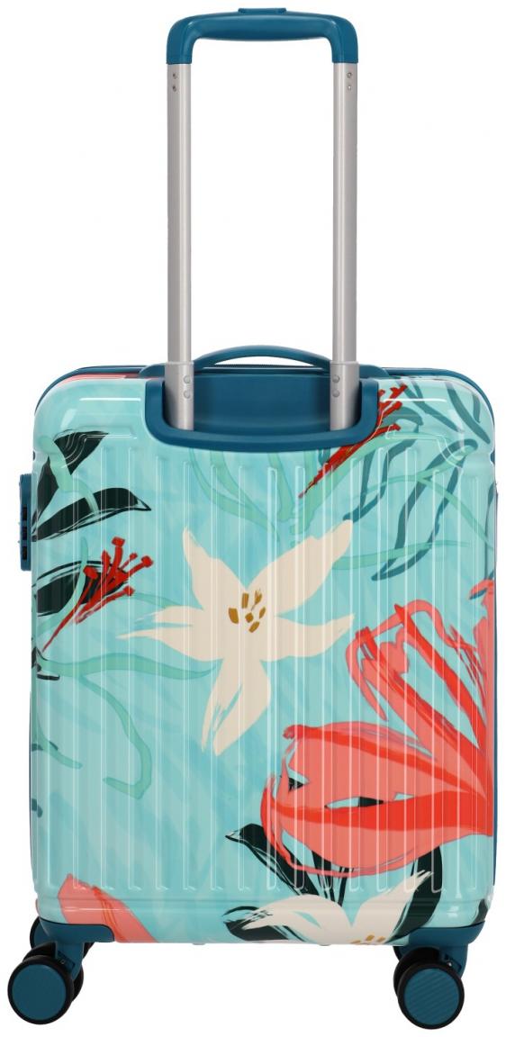 Bordkoffer mit Blumenprint türkis rosa 4w Trolley S 55cm Travelite Cruise