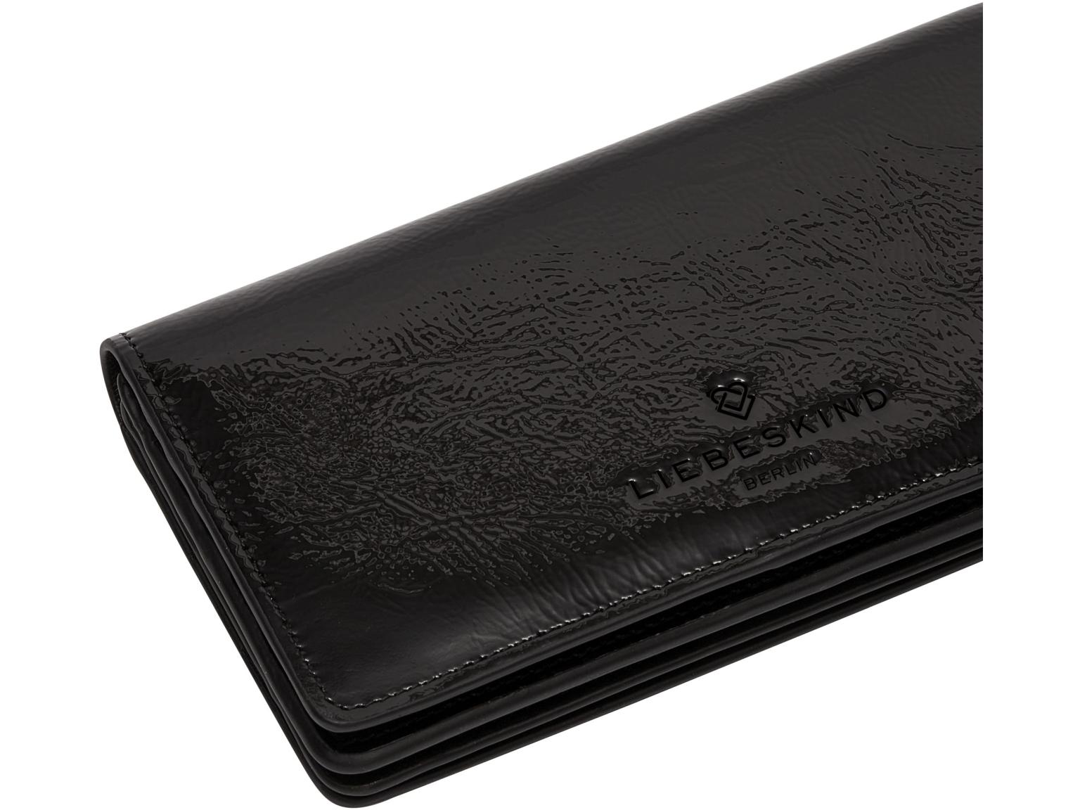 Brieftasche Damen schwarz glänzend Liebeskind Slam Lack