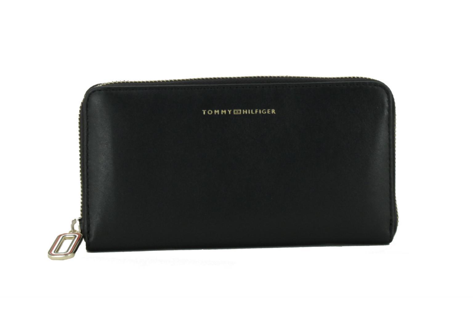 Brieftasche Tommy Hilfiger Soft Turnlock large ZA Leder schwarz Black